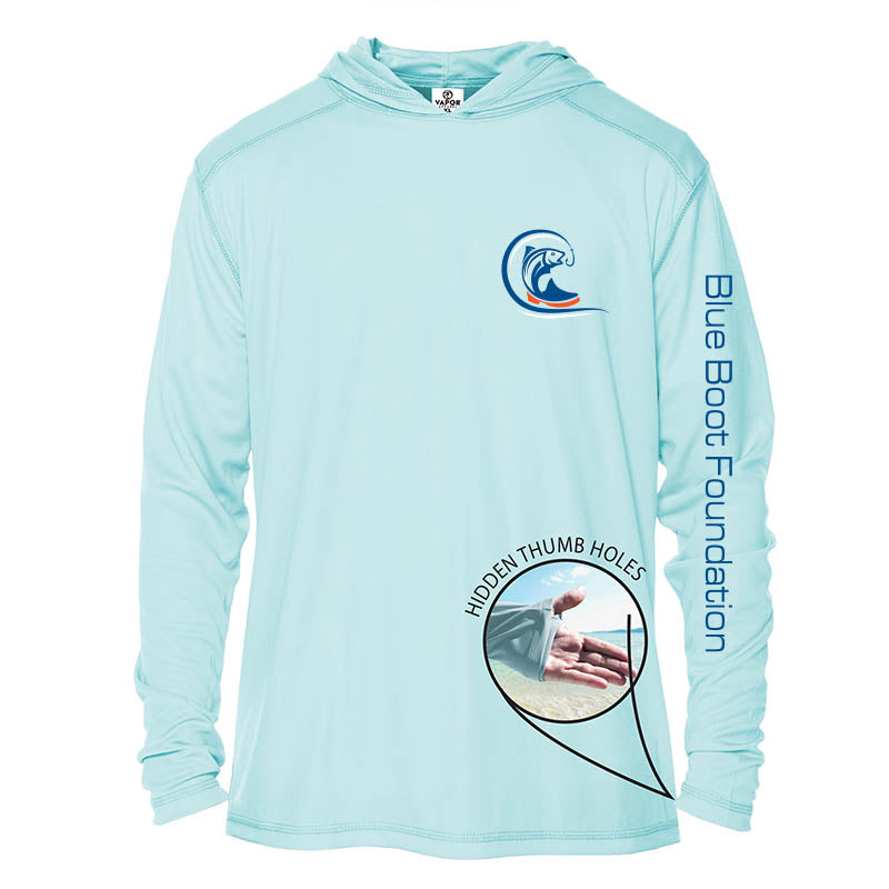 Aqua Blue Long Sleeve Hoodie - Dry Fit